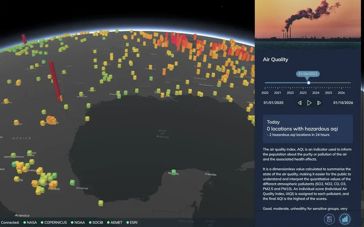 Capa de calidad del aire en el Atlas de TrueWorld