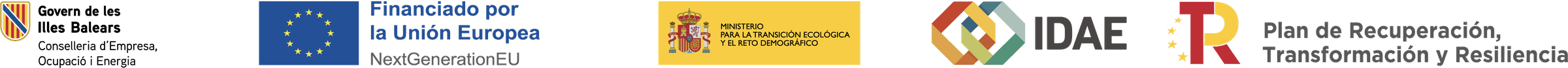 Govern de les Illes Balears, Financiado por la Unión Europea NextGenerationEU, Ministerio para la Transición Ecológica y el Reto Demográfico, IDAE y Plan de Recuperación, Transformación y Resiliencia